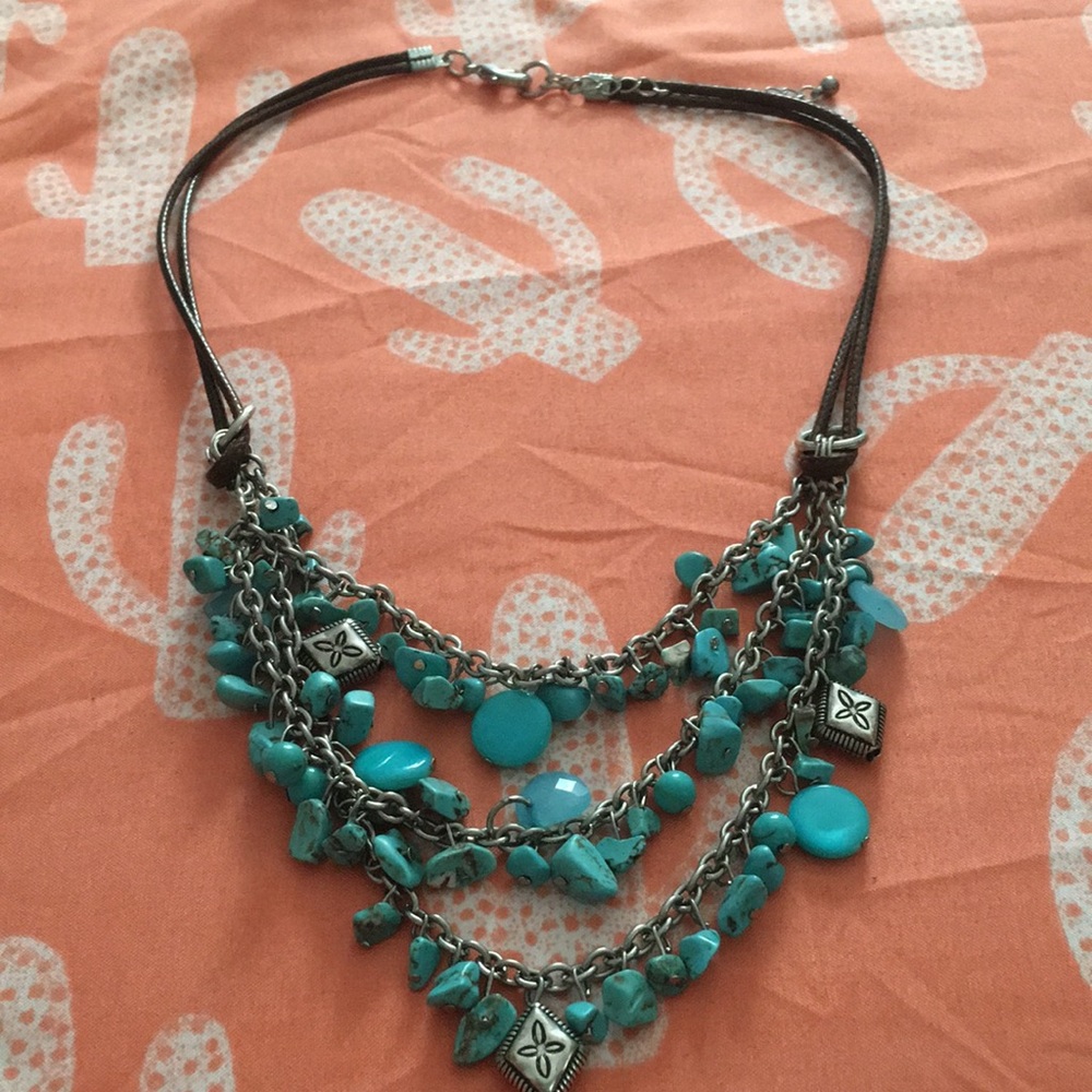 Turquoise Cord Layered Necklace